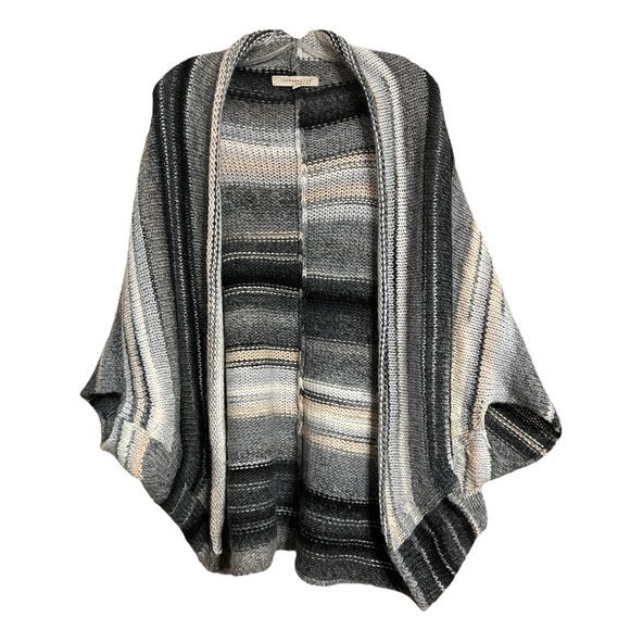 Lineamaglia Gray Black Peach Wool Blend Shrug Cardigan Italy Made Sz M EUC - Picture 2 of 9